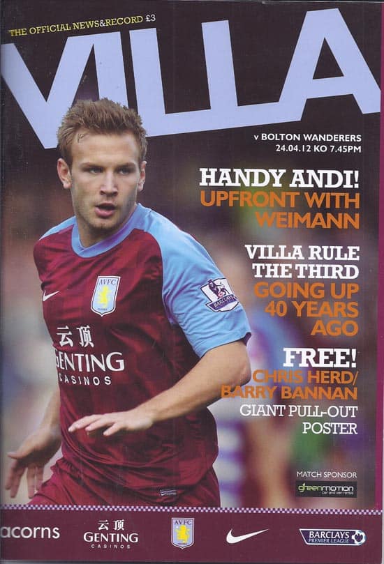 Aston Villa FC v Bolton Wanderers FC